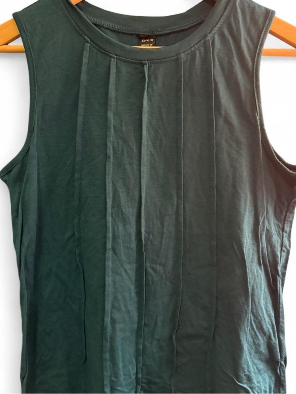 SHEIN Dark Teal Blue Sleeveless Pleated Tank
